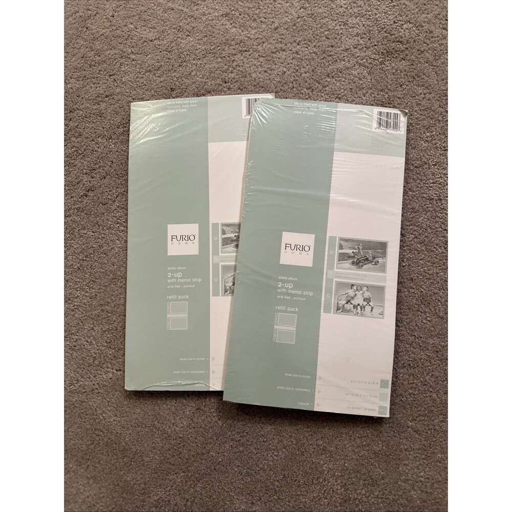 Furio Home 2-Up Photo Refill Pages w/ Memo Strip 30 + 10 Extra Holds 120 Photos